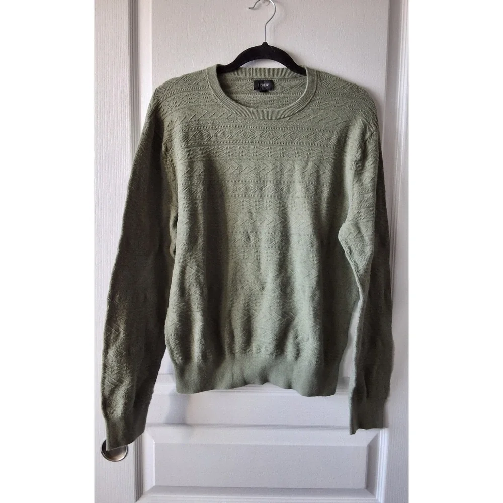 J. Crew Men's Medium‎ 100% Cotton sweater in combination guernsey stitch Sage
